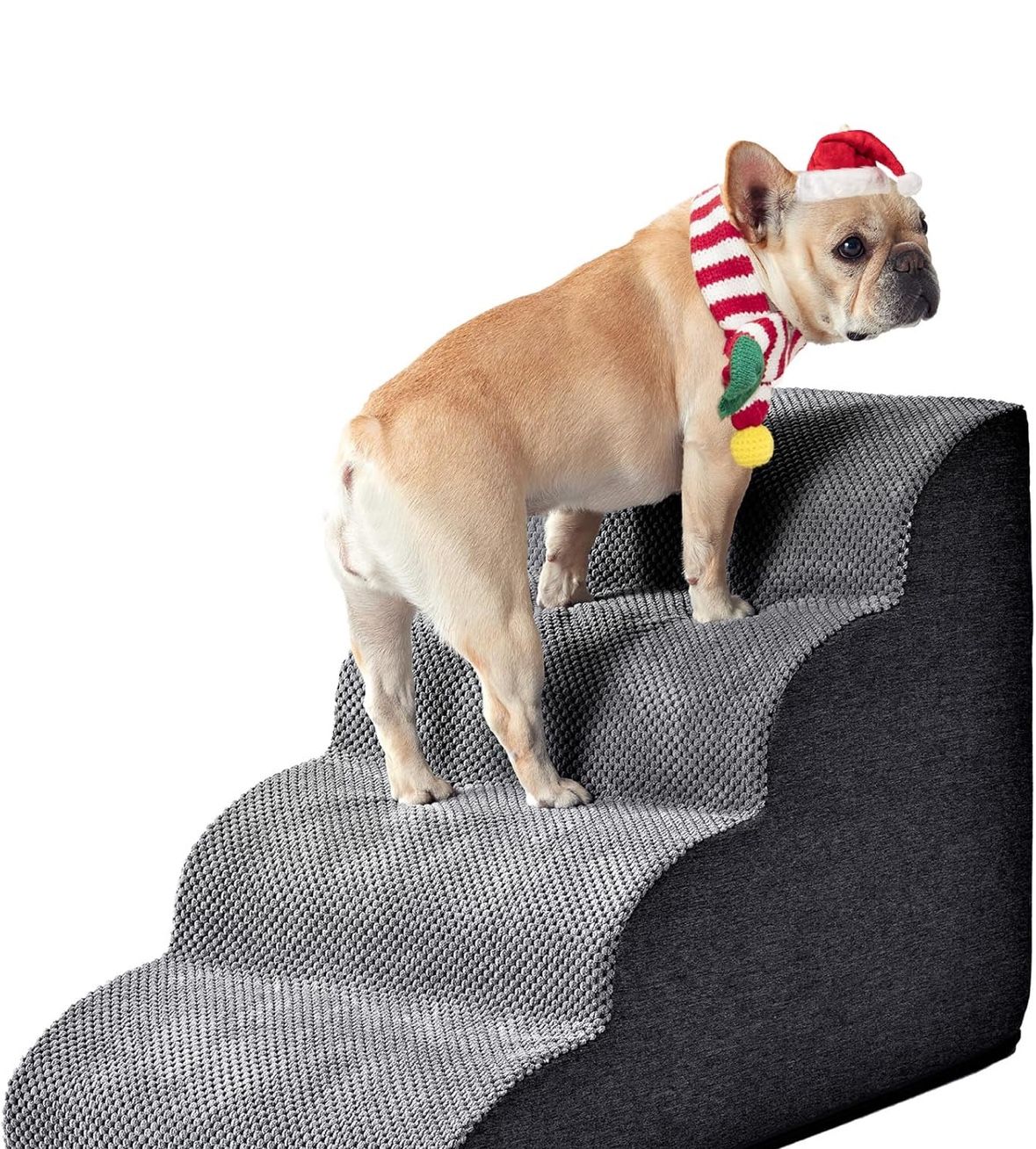 Curved Dog Stairs for High Beds Approx 22.6" H, Step Dog Steps for Small Dogs and Cats.