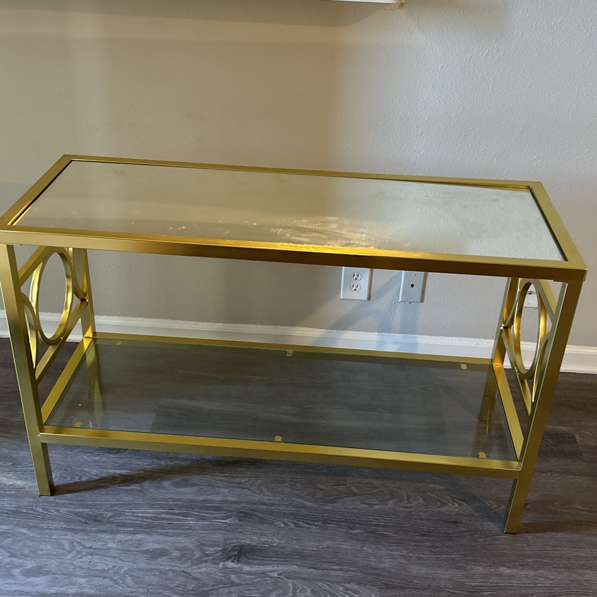 Glass Table With Gold 
