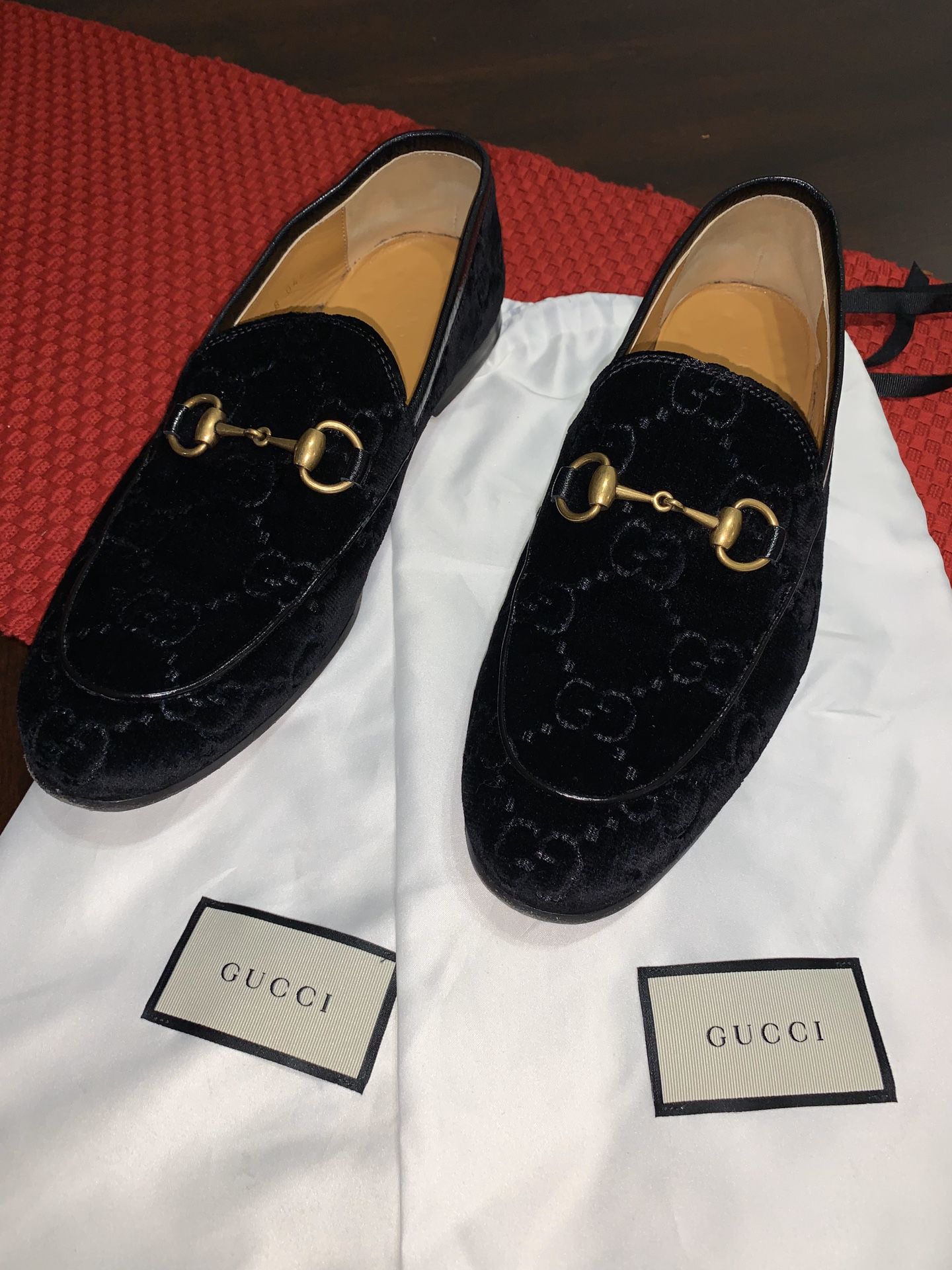 Gucci Jordaan GG velvet loafer men’s 8 shoe / slides