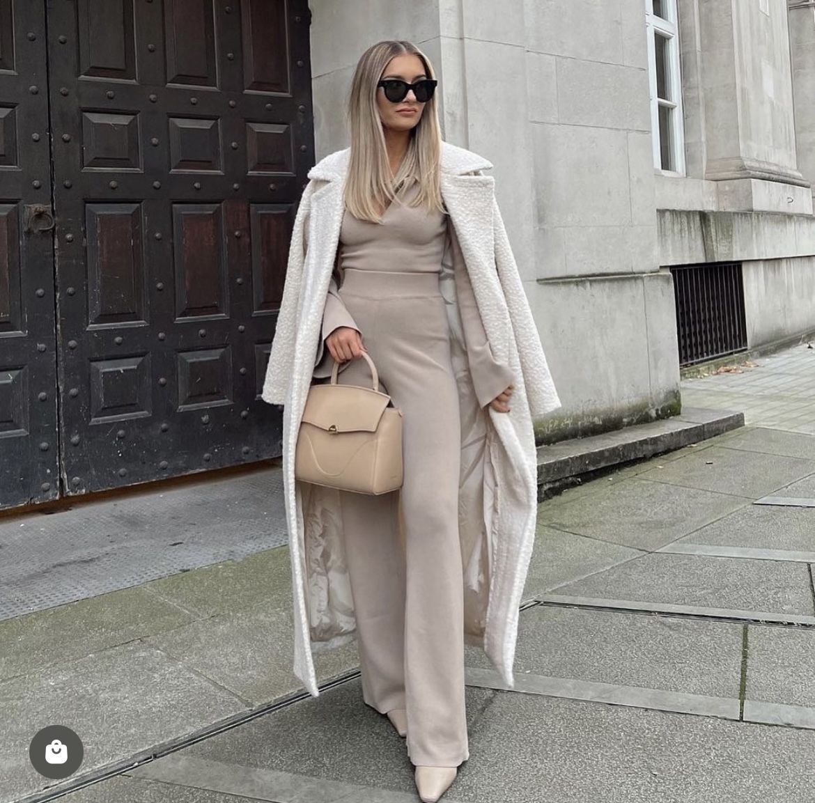 Oversized Fall Winter Coat Cream/White