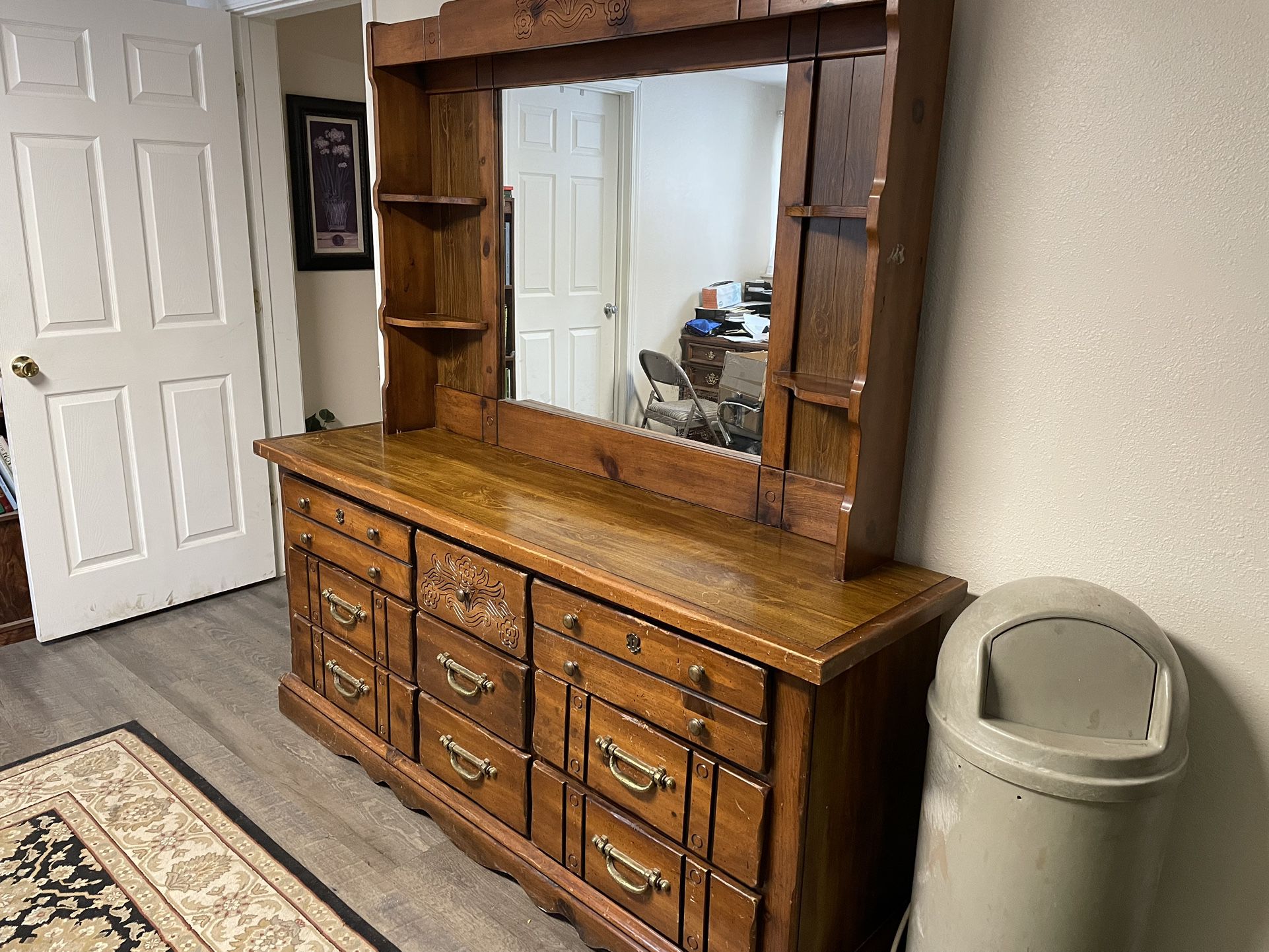 Wood Dresser With mirror 