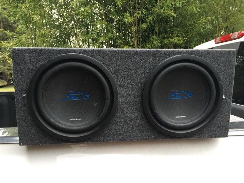 2 Alpine Type S Subwoofers/Kenwood Amp in box