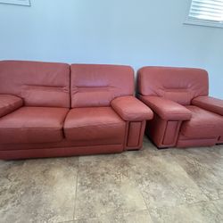 Leather Sofa/ Love Seat & Single Chair 