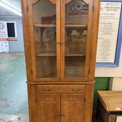 Corner Cabinet Wood With Glass Doors
