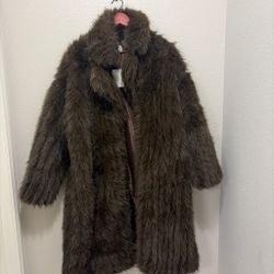 Brown Faux Fur Long Coat