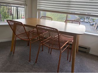Wooden Table & Copper Chairs