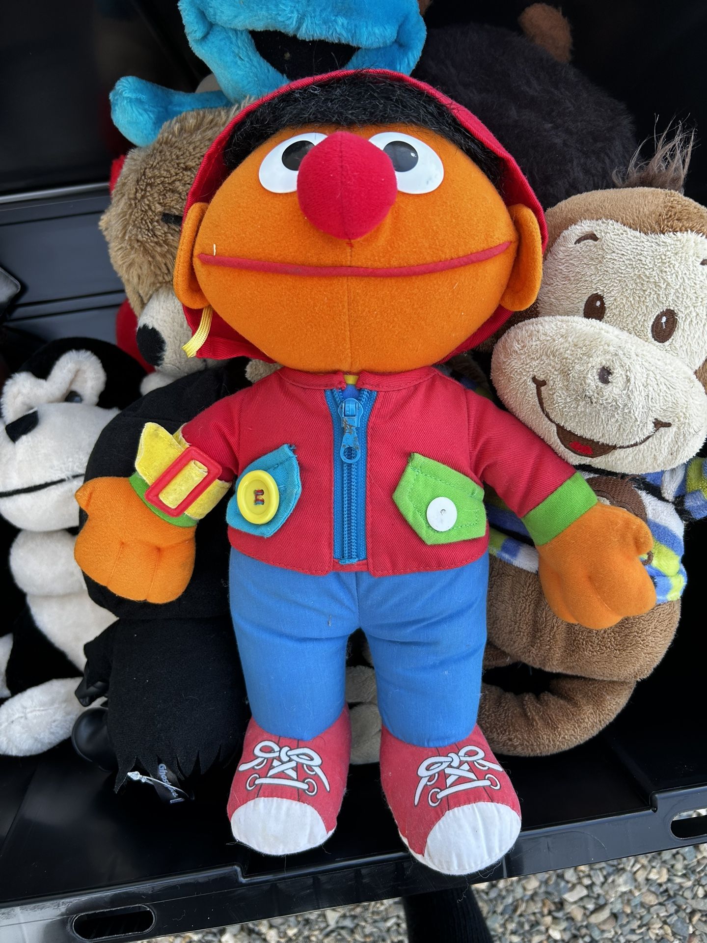 Vintage 1990 Playskool Sesame Street “Ernie” Learn To Dress 14” Tall Plush Doll