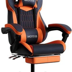 Q125-Gaming Chair with Footrest, High Back Gaming Chairs PVC Leather Ergonomic Gamer Chair with Adjustable Headrest Lumbar Support Racing Style Video 