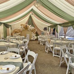 Tent Drapping Chairs And Tables Chandeliers 