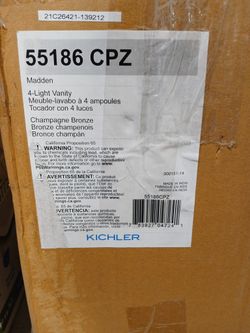 KICHLER Madden 34 in. 4-Light Champagne Bronze Modern Bathroom Vanity Light (55186CPZ)