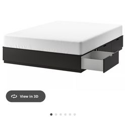 Ikea NORDLI Bed frame with storage, anthracite, Queen
