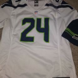 Womens Large Seahawks Lynch Jersey And Beanie