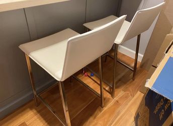CB2 two white counter stools