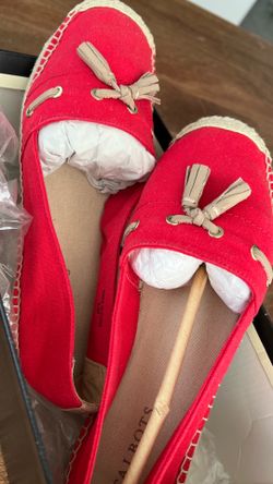 New Tallbots Red Denim Espadrille Flats Size 8.5 - Comfortable & Flexible Sole