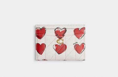 Coach Essential Card Case-Wallet  With Quilting And Heart Print