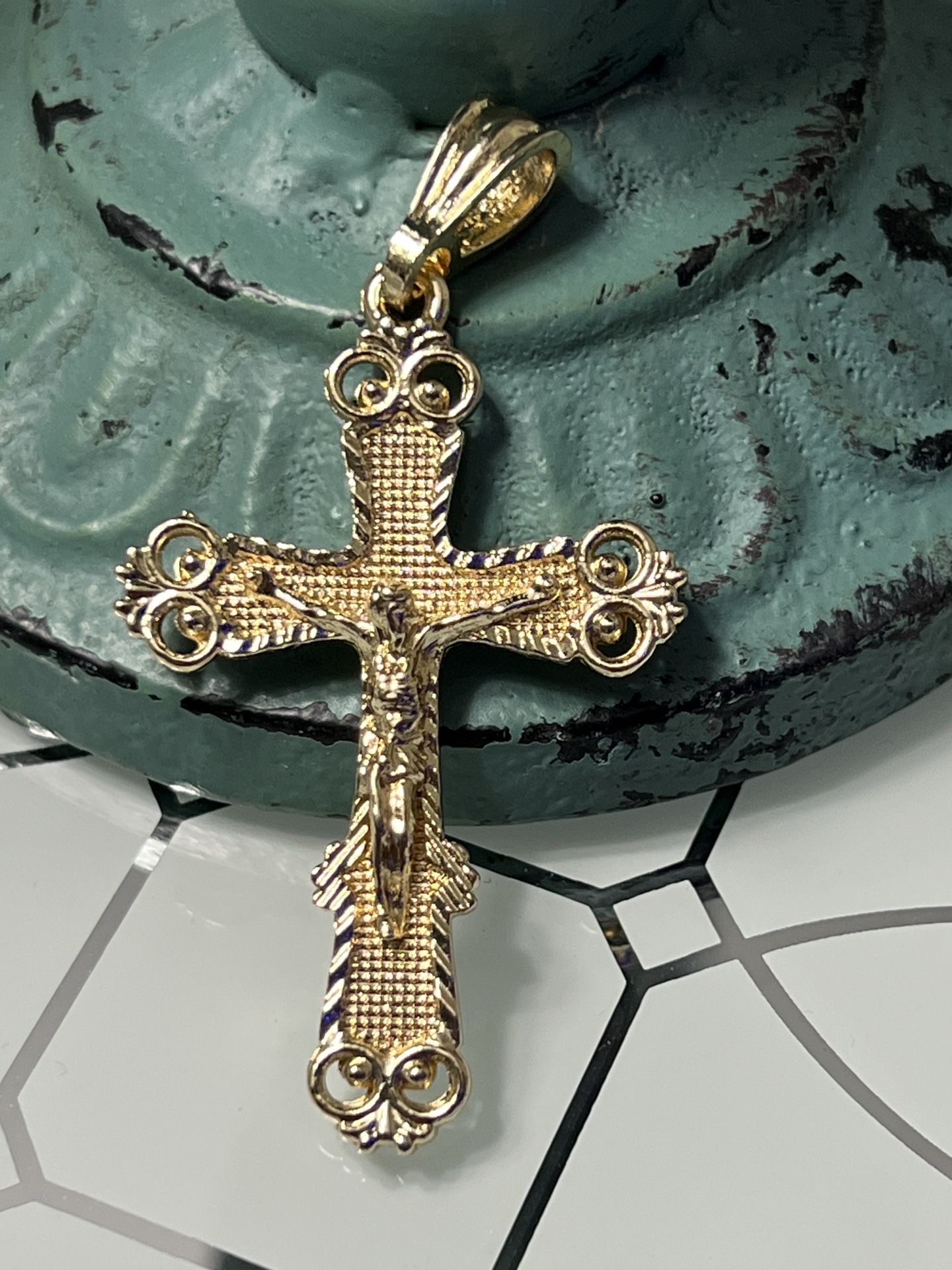 Cross Gold Plated Pendant With Jesus