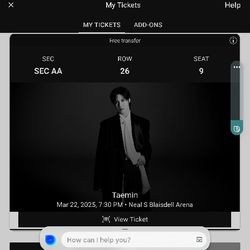 2 Kpop TAEMIN TICKETS  March 22,2025 