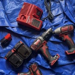 Milwaukee 3 Drills 3 Batteries 