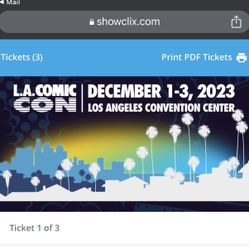 LA Comic Con 3 Day Passes