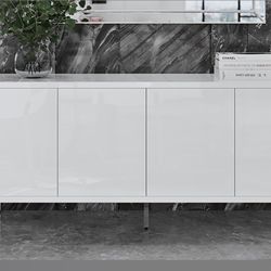 Gloss Lacquered White Cabinet Table 