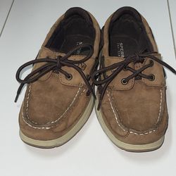 Sperry Boy's Top Sider Lanyard Boat Shoes Leather Brown Youth Size 2 M Lace Up