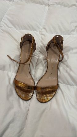10-Bronze python, strappy heels Stuart Weitzman