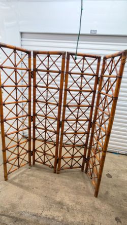 4-Panel Bamboo Rattan Room Divider Screen