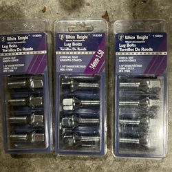 Lot Of 3 White Knight 118204 Conical Seat Lug Nuts, 14MM X 1.50, 1.10" Shank