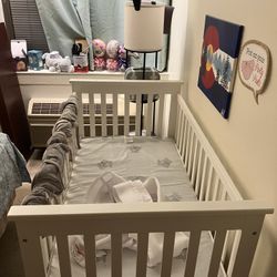 White Crib + Accessories 