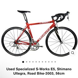 Used Specialized S-Works E5, Shimano Ultegra, Road Bike-2003, 56cm