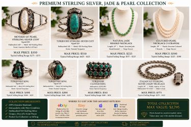 Native American Jewlery Sterling Silver, Jade & Pearl Necklaces
