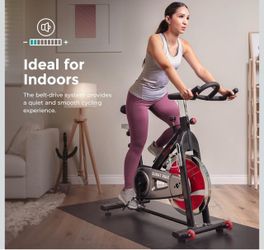 Sunny Health & Fitness Heavy-Duty Indoor Stationary Exercise Bike w/49 LB Flywheel & 275LB Capacity, 4-Way Adjustable Seat & Multi-Grip Handlebar for 