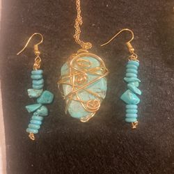 Turquoise Necklace And Earring Set