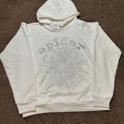 White Rhinestone Spider Hoodie 