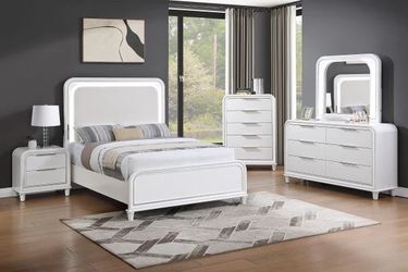 Queen Size White peral Led bed with Orthopedic Mattress