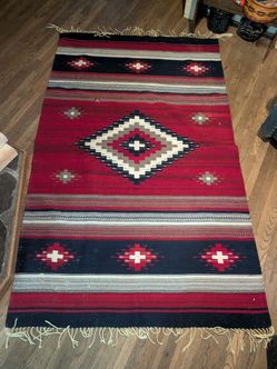 Vintage Southwestern Geometric Area Rug with Fringe