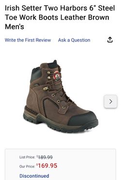 Red Wing Irish Setter Two Harbors 6" Steel Toe Work Boots Leather Brown Men's 10