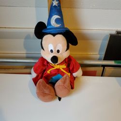 Mickey Mouse Fantasia Sorcerer Plush Toy Disney Store Wizard Hat Magician