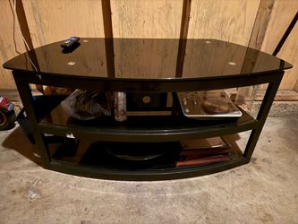 Black Glass TV Stand with Three Shelves