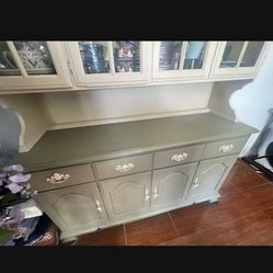 FREE - Antique China Cabinet - Hutch And Top Separate 