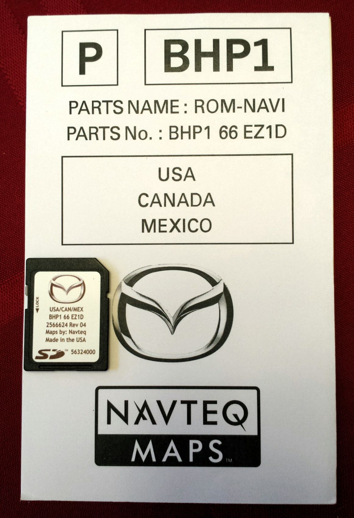 2016 Mazda 3 Navigation SD Card BHP166EZ1D