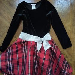 Plaid Dress with Silver Bow