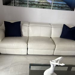 White Reclining Leather Couch
