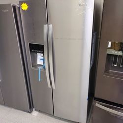 WHIRLPOOL STAINLESS STEEL COUNTER DEPTH SIDE BY SIDE REFRIGERATOR OPEN BOX ITEM F4L