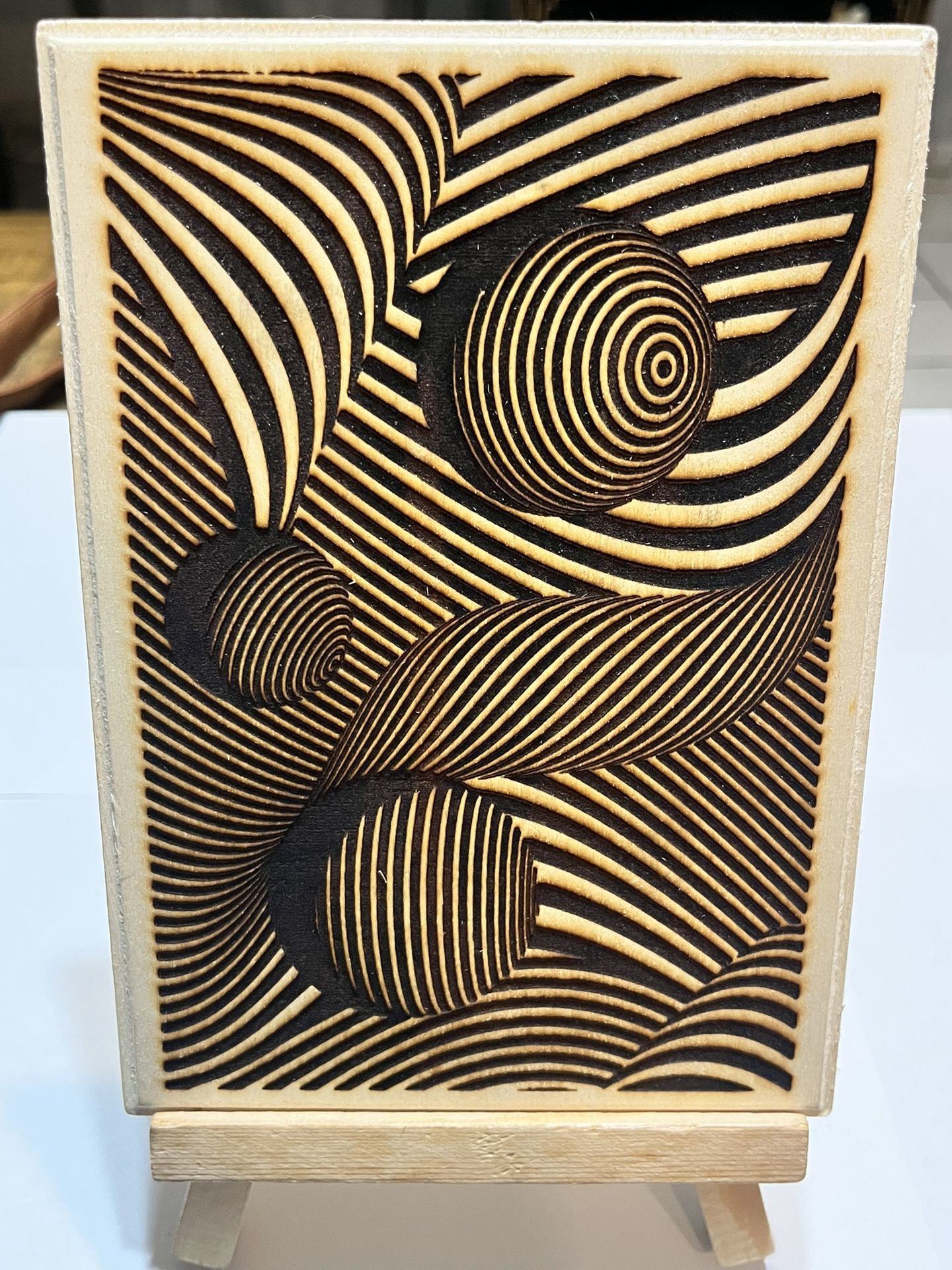 Laser wood carving optical illusion home art decor 8 x 5 inches