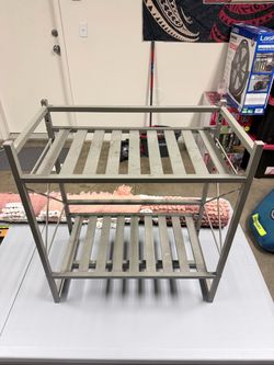 2-Tier Folding Metal Storage Rack – $35