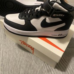 Nike Air Force 1 X Stussy Mid Light Bone Black