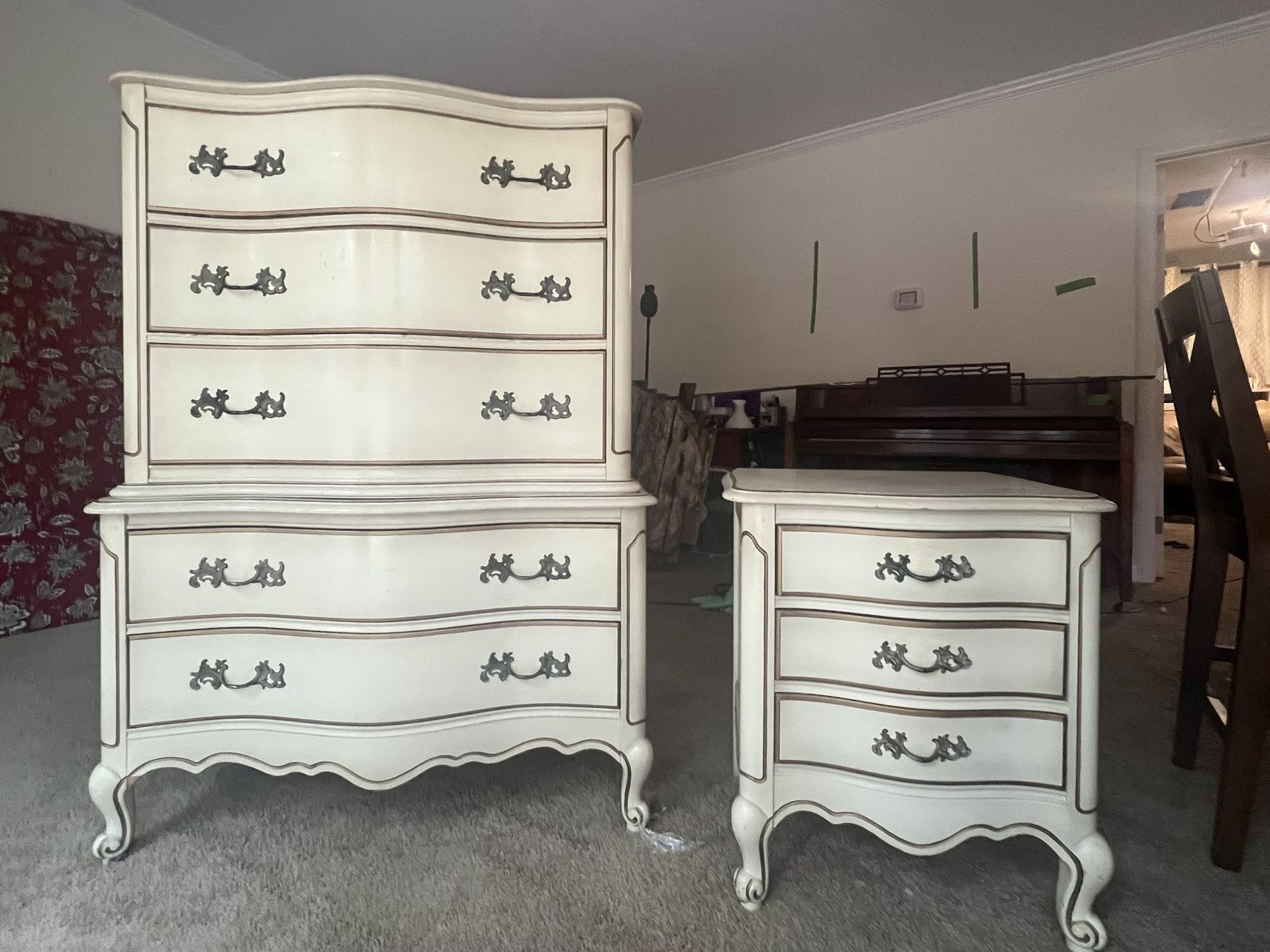 Matching French Provincial Dresser & Side Table – Solid Wood