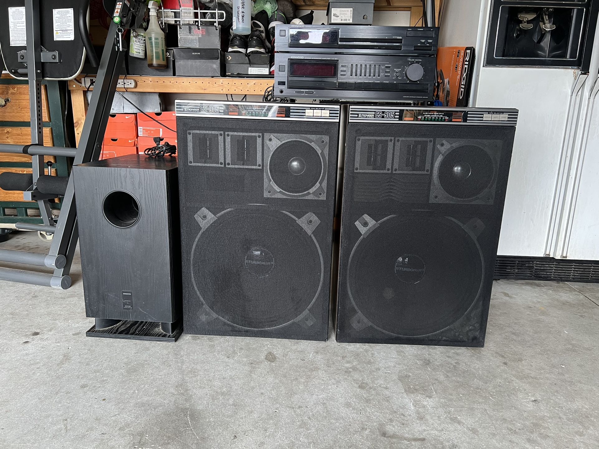 Kenwood Amplifiers, Pioneer Speakers max 300 watts each. Onkyo Subwoofer 150 Watts . All Are Great Condition.