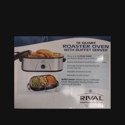 Rival 18 Quart Roaster Oven With Buffet Server. Brand New In Box, Never Been Opened Before